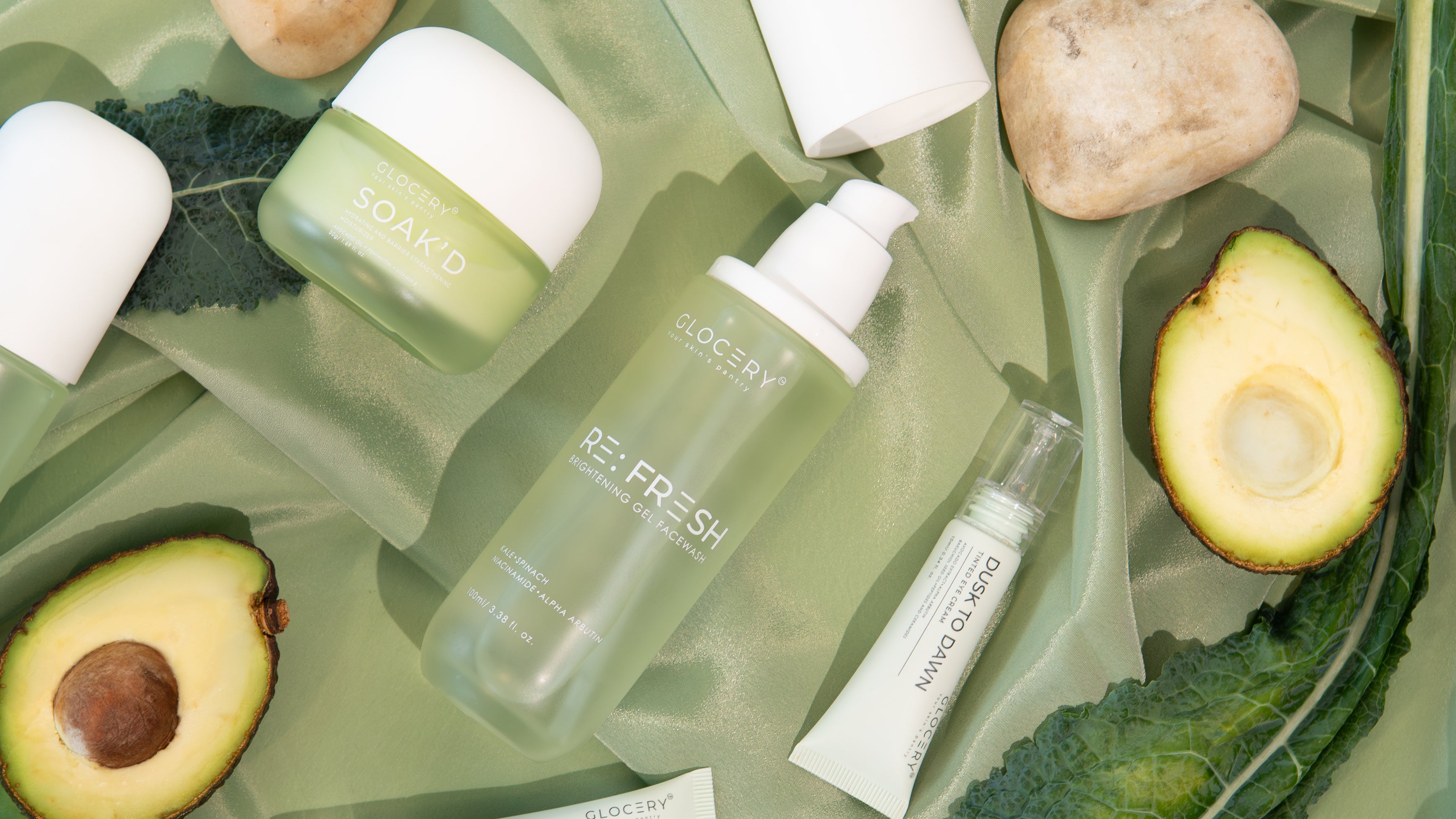GLOCERY vegetable-infused science-backed skincare products