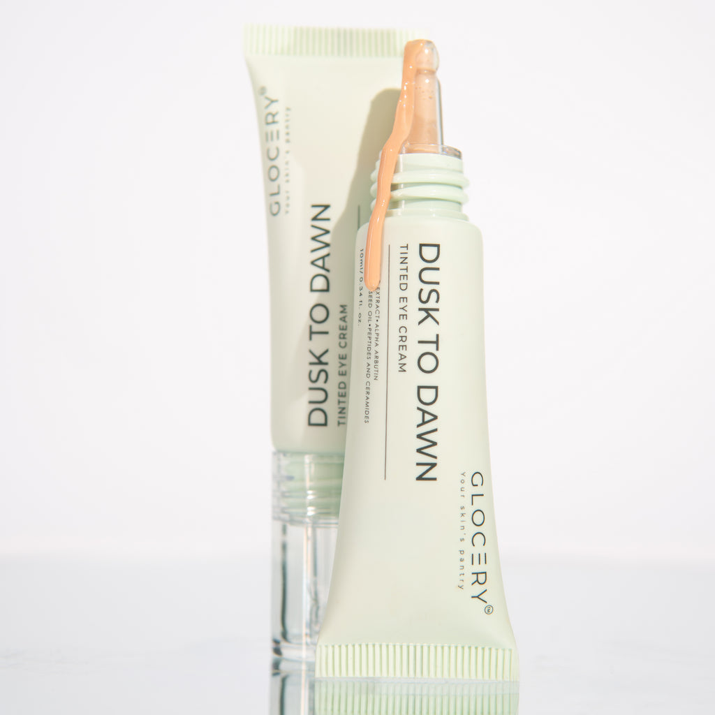 Tinted eye cream for dark circles and tired eyes by GLOCERY